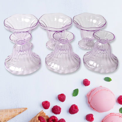 8216 Crystal Plastic Ice-cream Bowl Home  Kitchen Serving Platter Or Dessert Cup For Sundae Sweets Snacks Fruit Pudding Nuts Or Dip Serving Bowls (Crystal Cups Set Of 6) - Zidbik