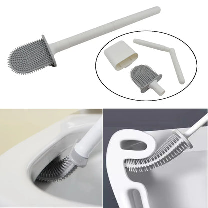 13050 Portable Silicone Toilet Brush With Holder Flex Toilet Brush - Wall Mounted Anti-drip Set Toilet Cleaner Brush Non-slip Long Handle Toilet Brush Pack Of 1 - Zidbik