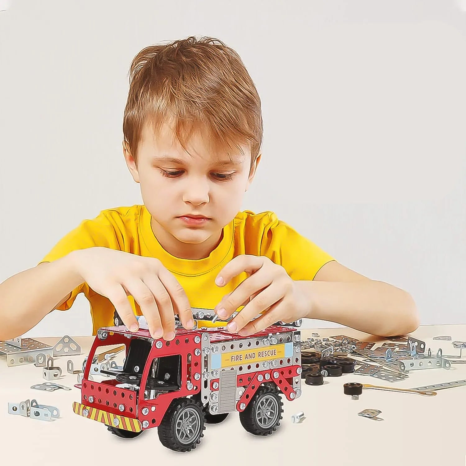 Metal Diy Fire Truck Building Blocks For Kids (Fire Truck 292pcs Of Truck Tool 1 Set) - Zidbik