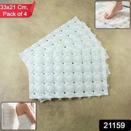 Anti-slip Bathroom Massage Mat With Suction Cups (33 21 Cm 4 Pc) - Zidbik