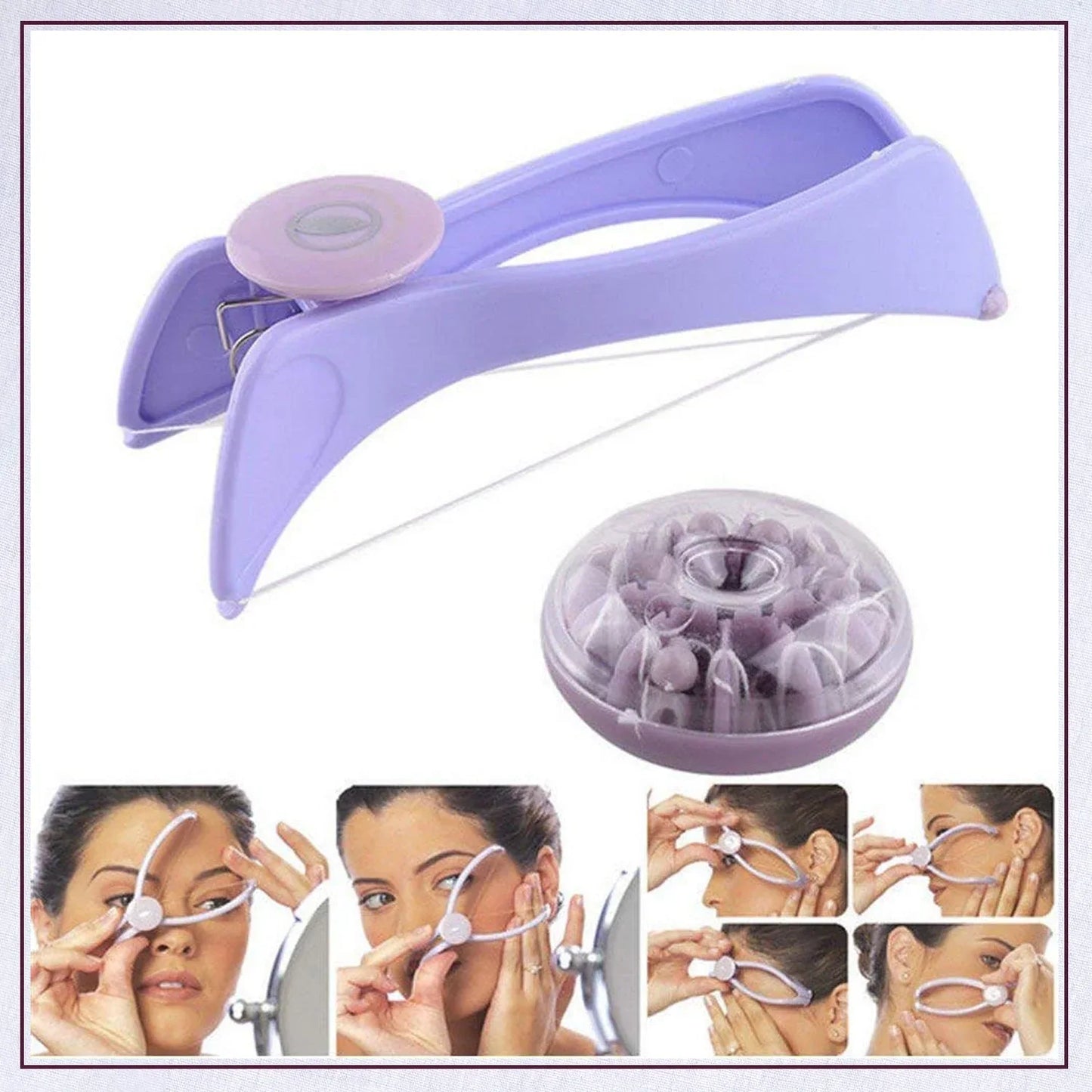 1419 Slique Painless Eyebrow Upper Lips Face And Body Hair Removal Threading Manual Tweezer Machine Shaver System Kit - Zidbik