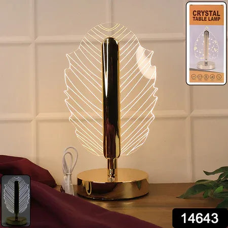 Premium Leaf Shape Crystal Table Lamp (1 Pc) - Zidbik