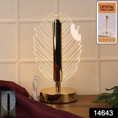Premium Leaf Shape Crystal Table Lamp (1 Pc) - Zidbik