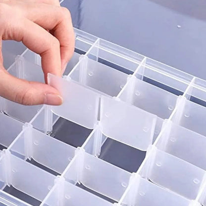 7673a 36 Grids Clear Plastic Organizer Jewelry Storage Box With Adjustable Dividers Transparent Organizer Box (1pc) - Zidbik