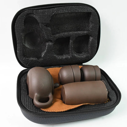 Portable Kung Fu Tea Set With A Portable Travel Bag (Set Of 6pcs) - Zidbik