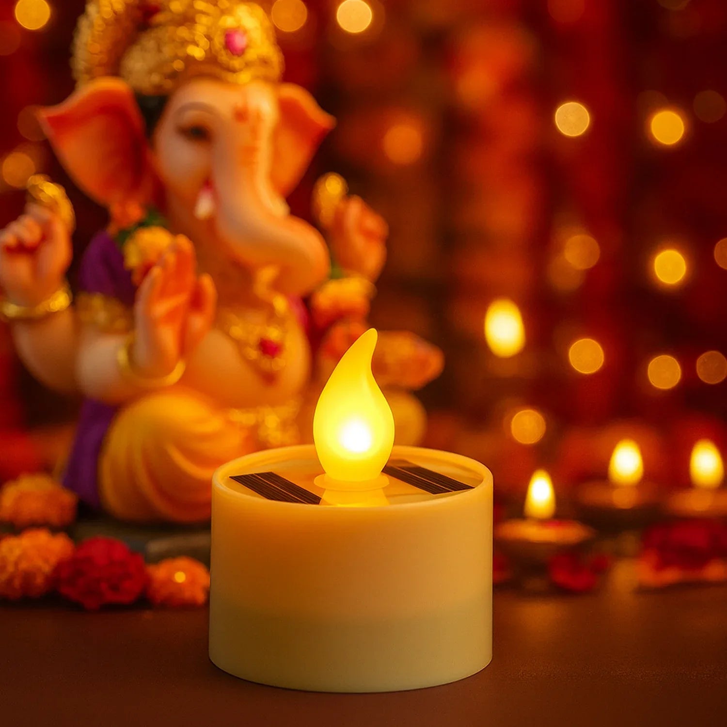Solar Powered Led Flameless Candle Light (1 Pc) - Zidbik