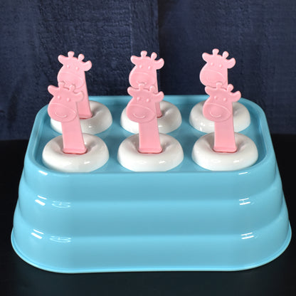 6 Cavity Popsicle Molds Plastic Giraffe Shape Ice Moulds (1 Pc) - Zidbik