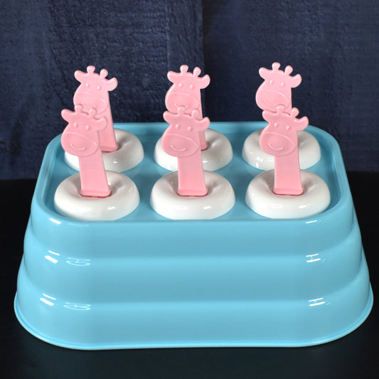 6 Cavity Popsicle Molds Plastic Giraffe Shape Ice Moulds (1 Pc) - Zidbik