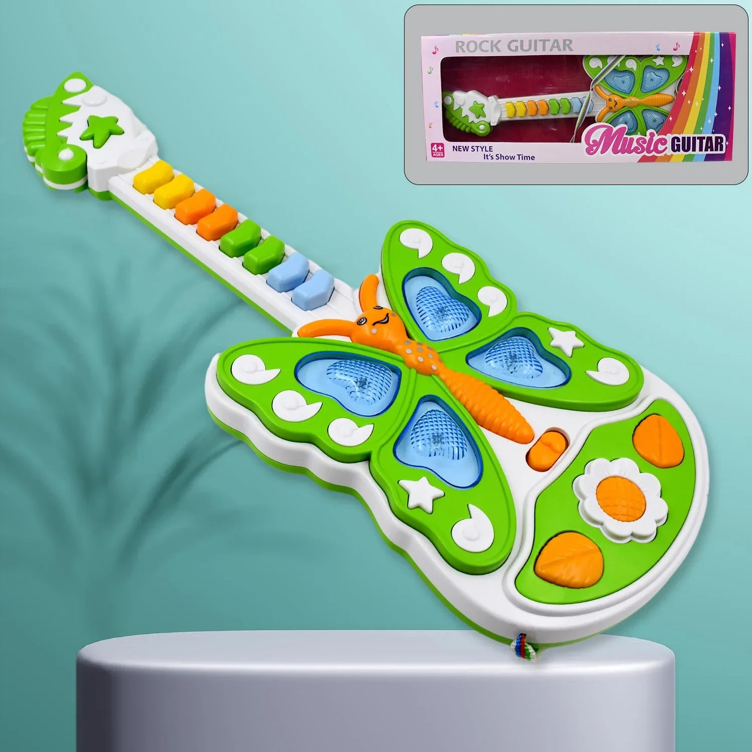 Butterfly Guitar Toy With Light And Music Toy (1 Pc Battery Not Included) - Zidbik
