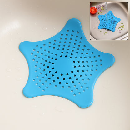 Aqua Blue Silicone Star Shaped Sink Filter Bathroom Hair Catcher Drain Strainers For Basin - Zidbik