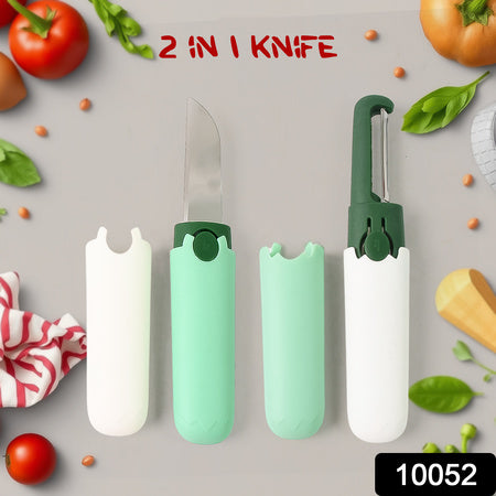 10052 Multifunctional Peeler Two In One Fruit Knife Fruit And Vegetable Cutting Knife+sawtooth Peeler Apple Carrot Potato Fruit Slice Antiskid - Zidbik