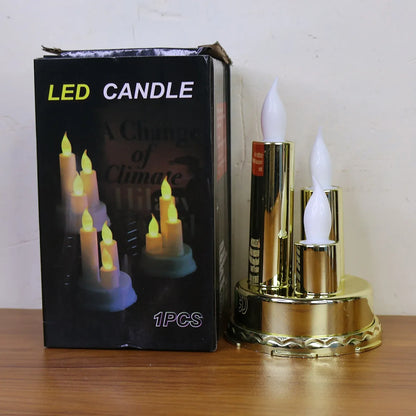 Led Flameless Candle Lamp With Triple Candle Design (1 Pc) - Zidbik