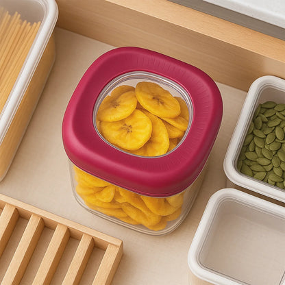 Transparent Twist Lock Kitchen Storage Container Set (Approx 800ml 2pc) - Zidbik