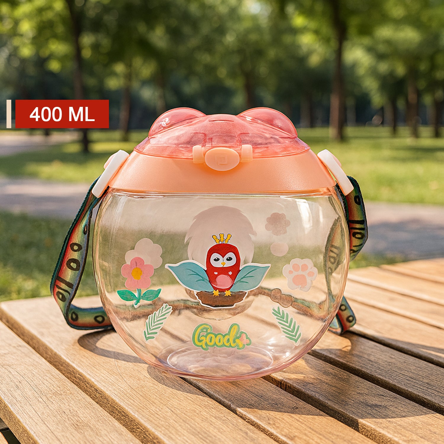 Round Belly Shape Kids Water Bottle (400ml  1 Set ) - Zidbik