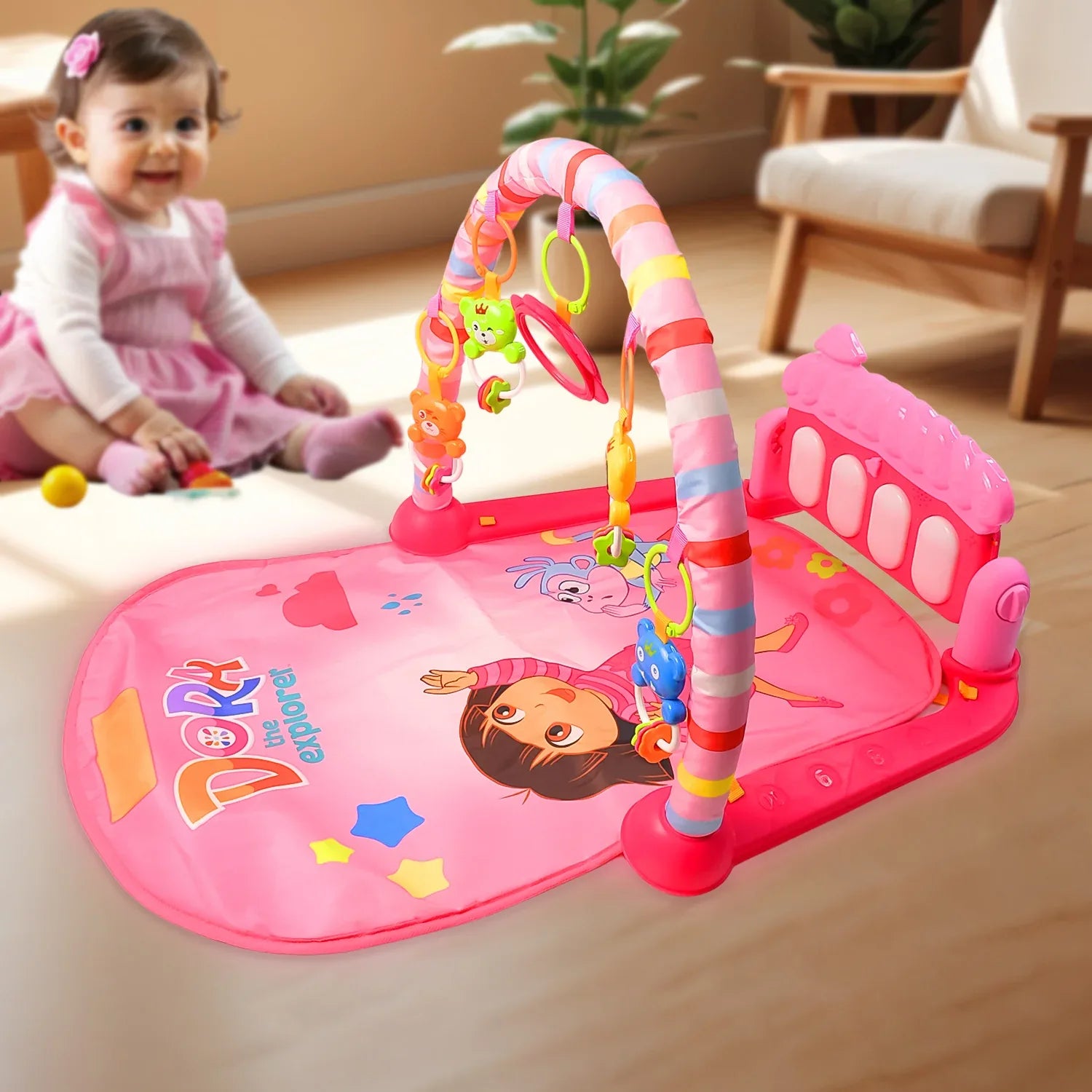 2in1 Baby Kick And Play Piano Gym Mat Fitness Rack (1 Set) - Zidbik
