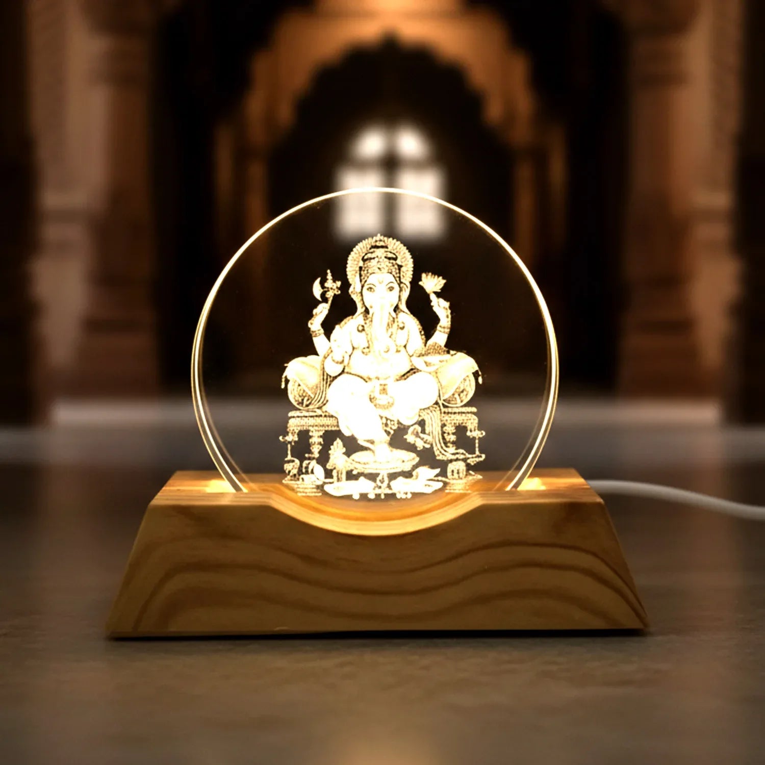3d Lord Ganesha Acrylic Led Night Lamp (1 Pc) - Zidbik