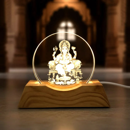 3d Lord Ganesha Acrylic Led Night Lamp (1 Pc) - Zidbik