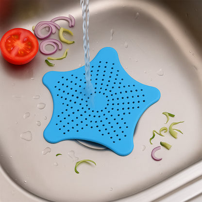 Aqua Blue Silicone Star Shaped Sink Filter Bathroom Hair Catcher Drain Strainers For Basin - Zidbik