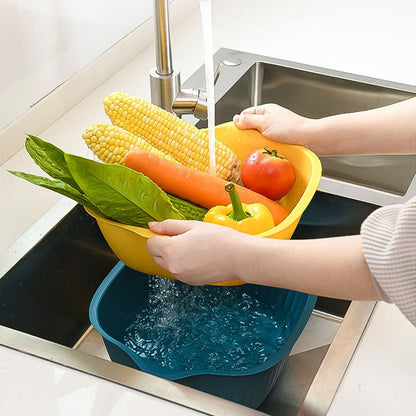 5228 Kitchen Bowl Plastic Washing Bowl And Strainer Drainer Basket For Home  Kitchen Use - Zidbik