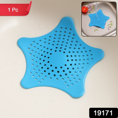 Aqua Blue Silicone Star Shaped Sink Filter Bathroom Hair Catcher Drain Strainers For Basin - Zidbik