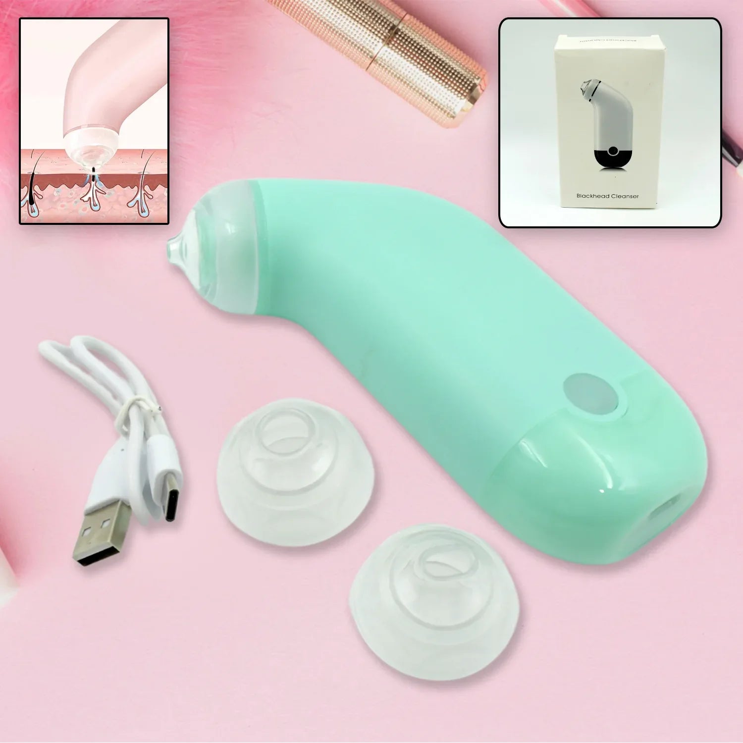 0288 Vacuum Blackhead Machine Reduce Spot Mini Handheld Lifting Massage Facial Blackhead Remover For Skin Care (1 Pc) - Zidbik