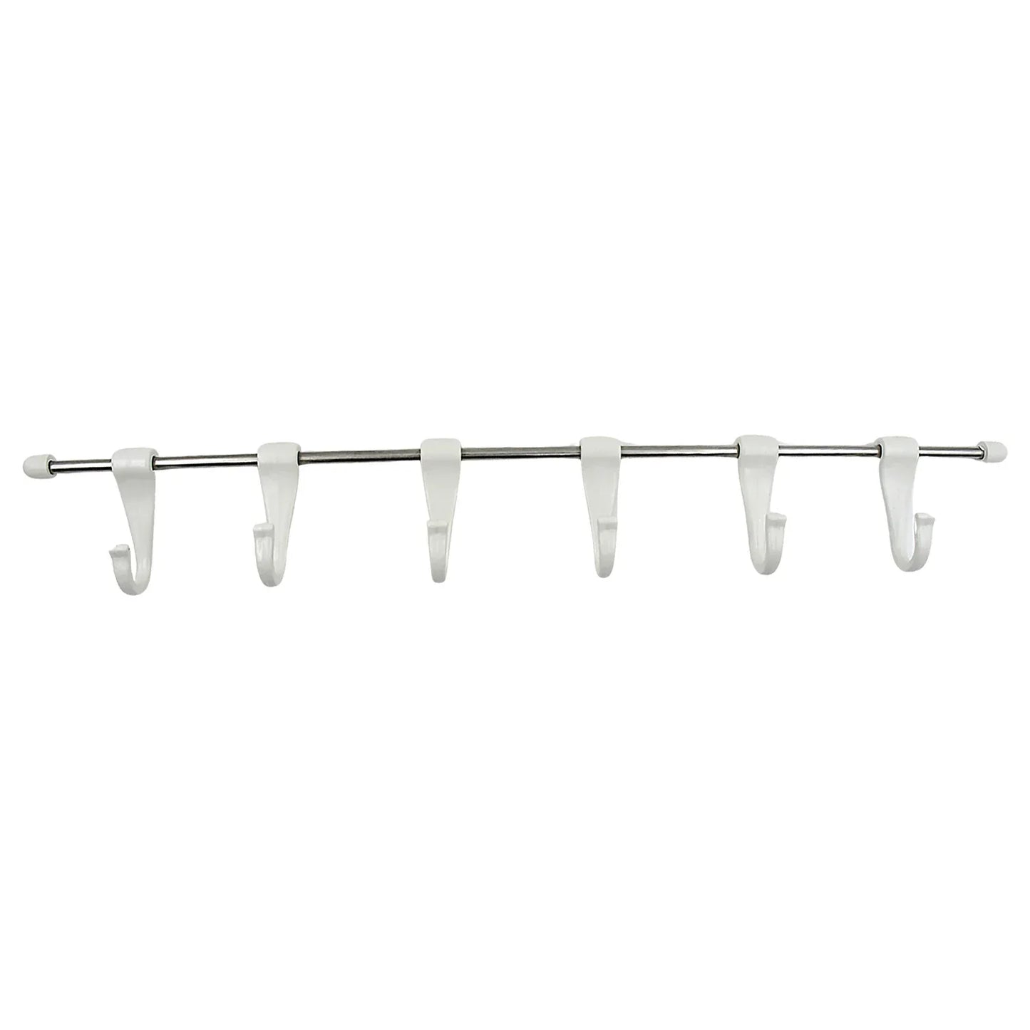 17968 Stainless Steel Utensil Hanger Rail Nail Free Wall Mount With 2 Magic Stickers 6 Plastic Hooks For Kitchen - Zidbik