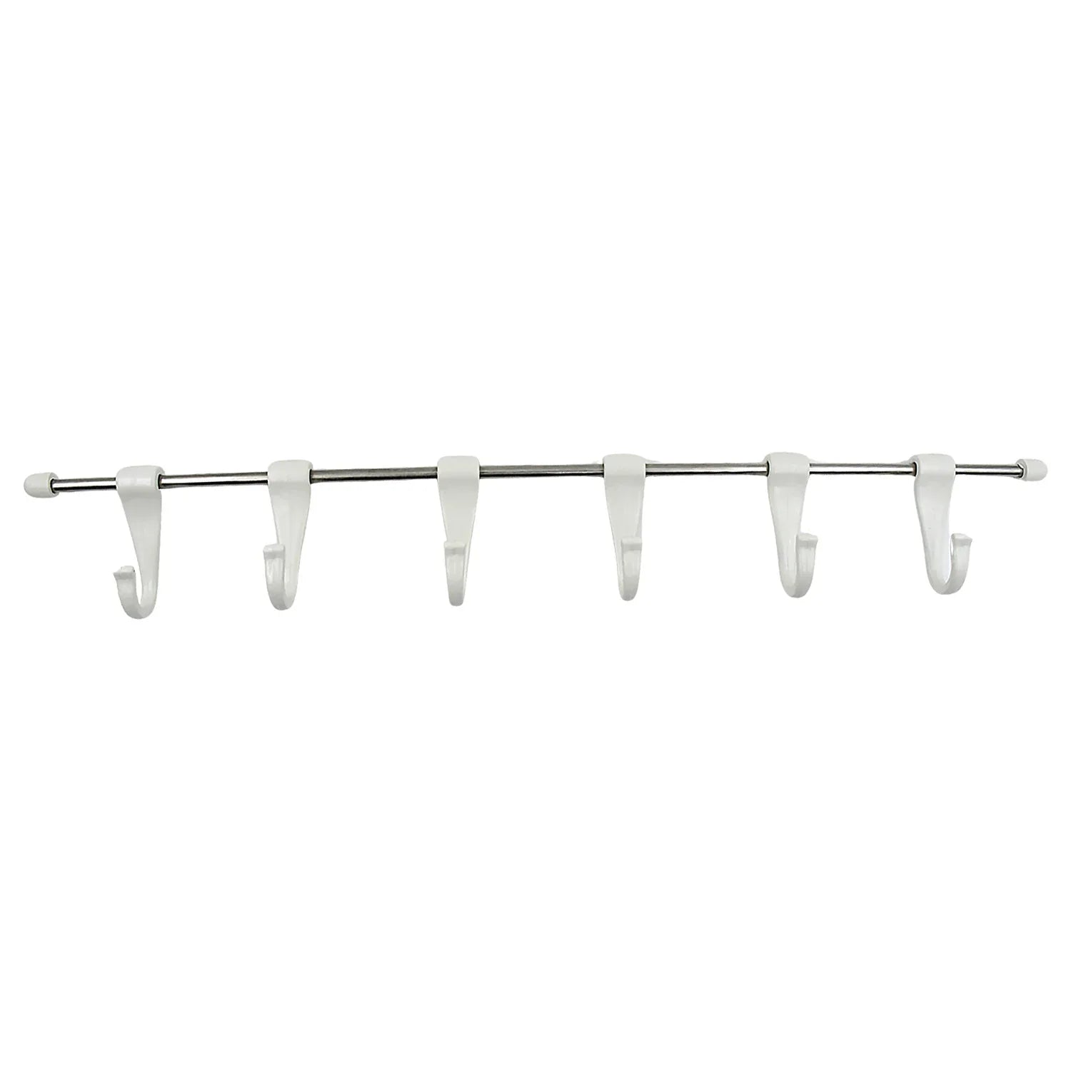 17968 Stainless Steel Utensil Hanger Rail Nail Free Wall Mount With 2 Magic Stickers 6 Plastic Hooks For Kitchen - Zidbik