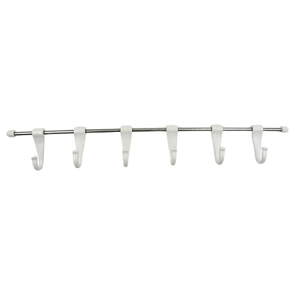 17968 Stainless Steel Utensil Hanger Rail Nail Free Wall Mount With 2 Magic Stickers 6 Plastic Hooks For Kitchen - Zidbik
