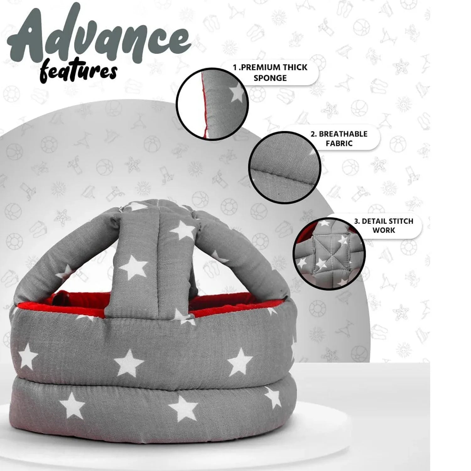 Baby Safety Helmet For Head Protection During Crawling (1 Pc) - Zidbik