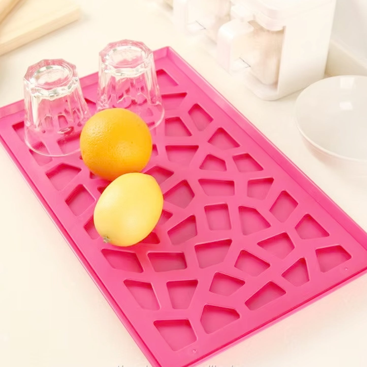 Plastic Kitchen Tray With Modern Hollow Design (40x25 Cm) - Zidbik