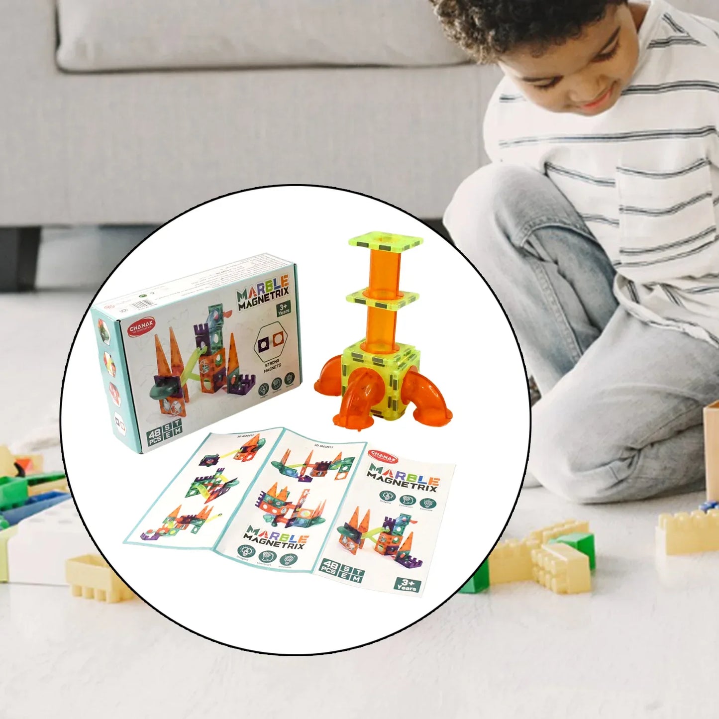 Marble Magnetrix Magnetic Marble Run Building Set - Zidbik