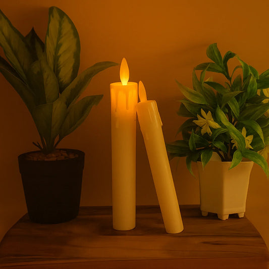 Set Of 2 Led Flameless Taper Candles - Zidbik