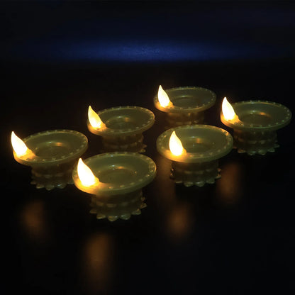 Set Of 12 Water Sensor Led Golden Diyas - Zidbik