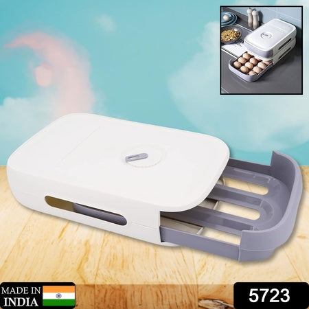 5723 Egg Storage Box Plastic Egg Drawer Fridge Egg Organizer Egg Keeper Refrigerator Egg Drawer Plastic Egg Carton Covered Egg Holder Pantry Egg Bin Household Egg Tray (1 Pc) - Zidbik