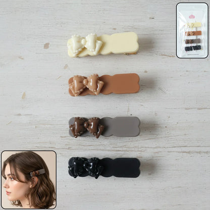 Elegant Bow Design Hair Clips Set (4 Pc) - Zidbik