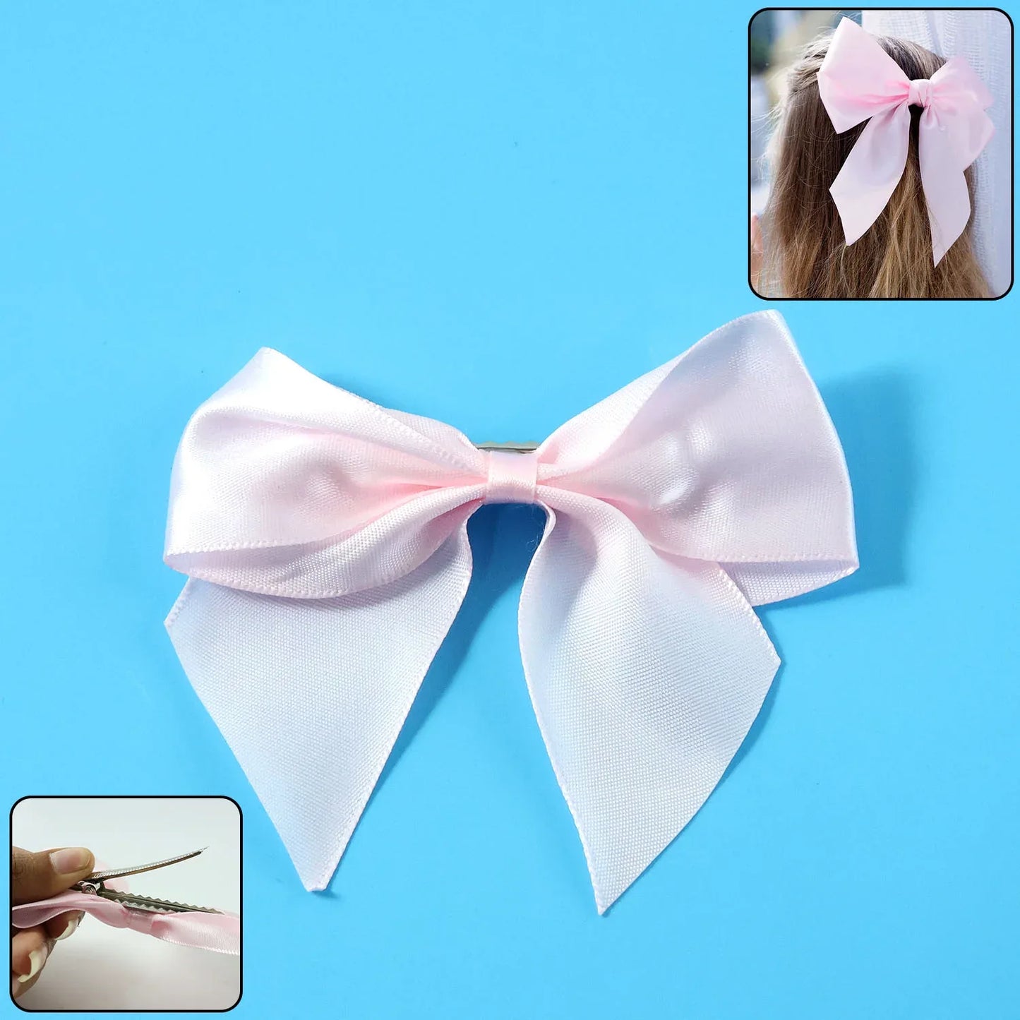 Elegant Satin Hair Bow Clip For Girls Women (1 Pc) - Zidbik