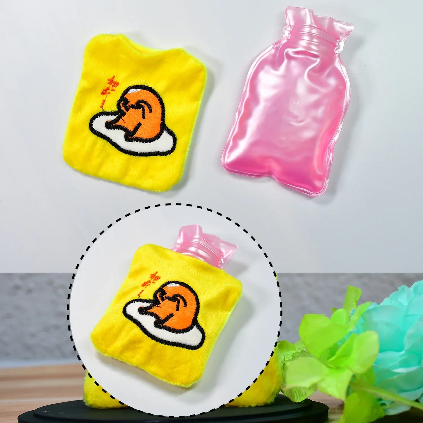 6515 Yellow Duck Head Small Hot Water Bag With Cover For Pain Relief Neck Shoulder Pain And Hand Feet Warmer Menstrual Cramps. - Zidbik