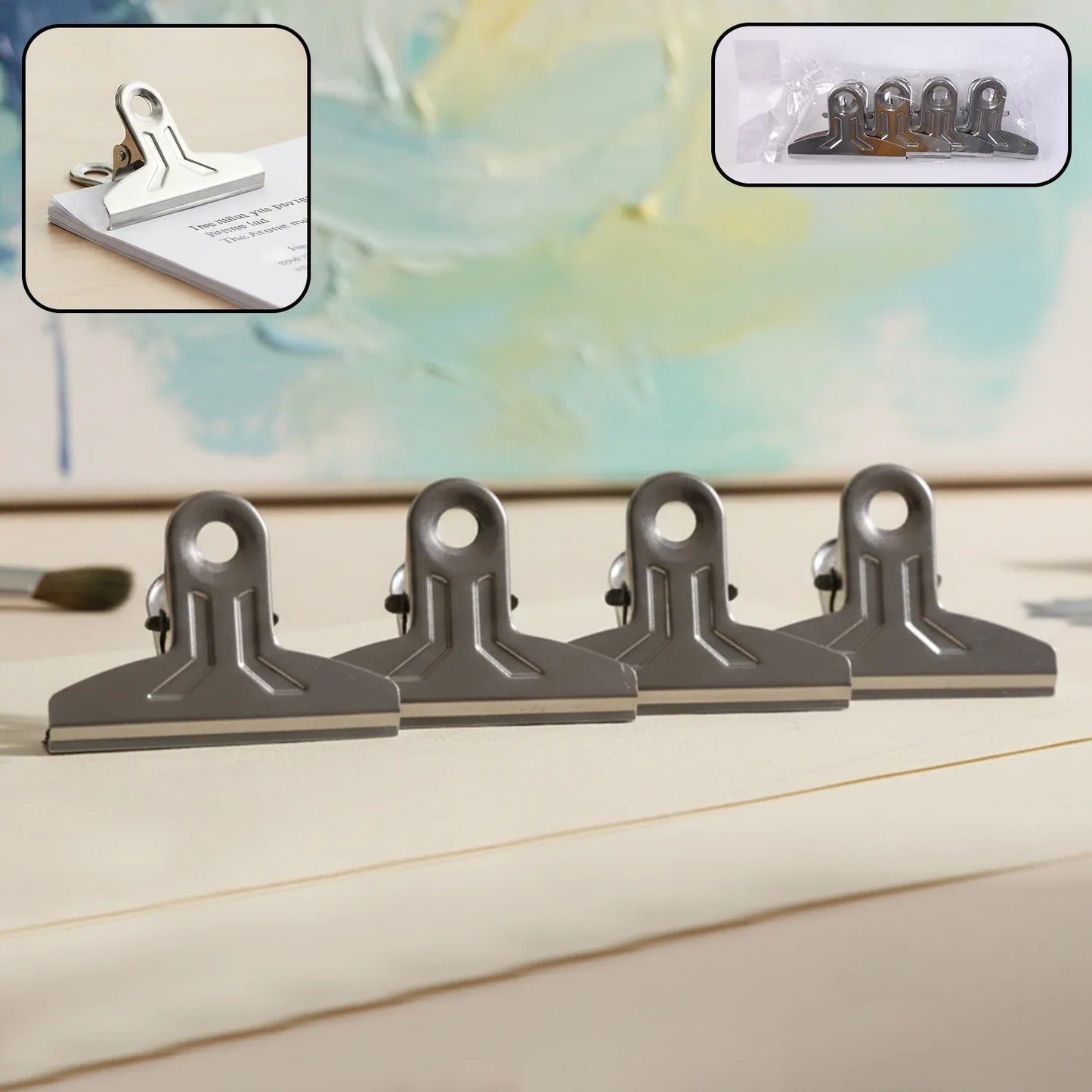 Heavy Duty Metal Paper Clamp Clips (4 Pc) - Zidbik