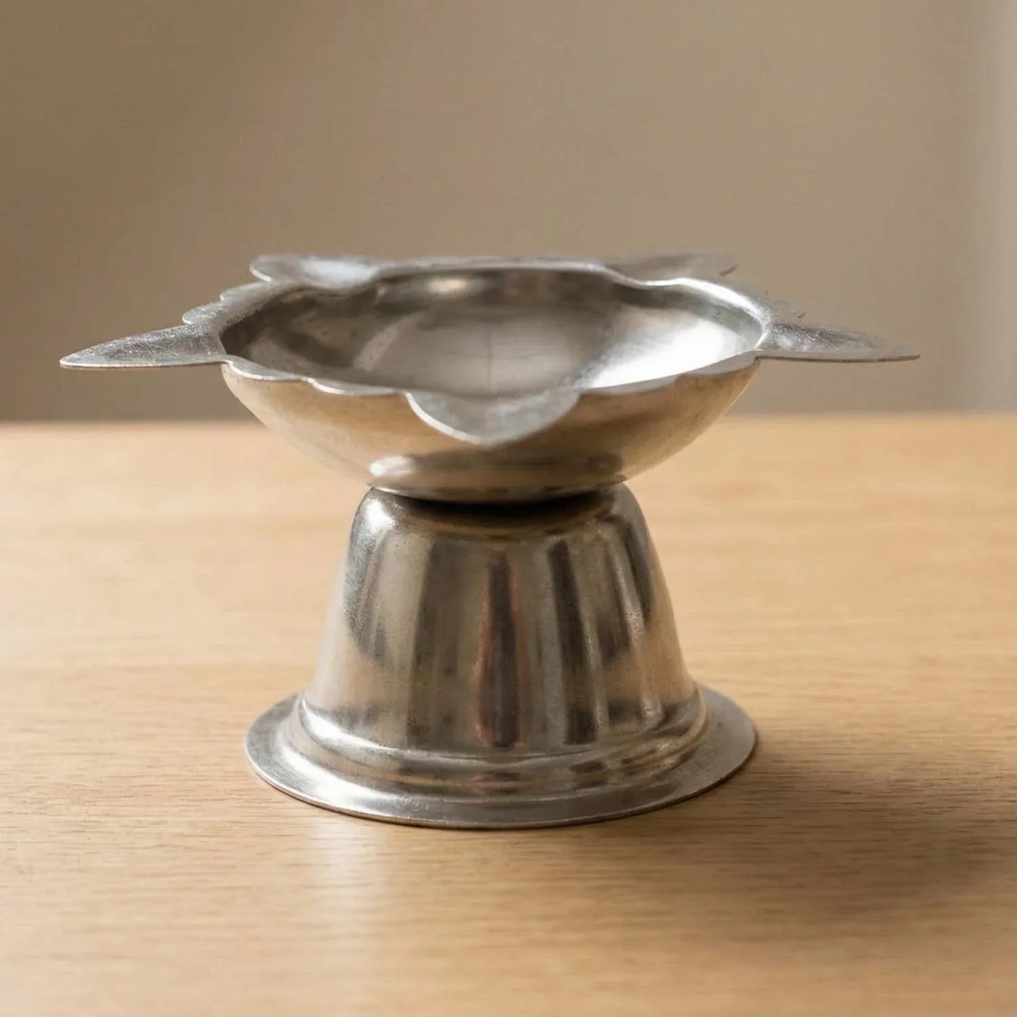 Stainless Steel Sunflower Design Diya Stand (Big Size) (1 Pc) - Zidbik