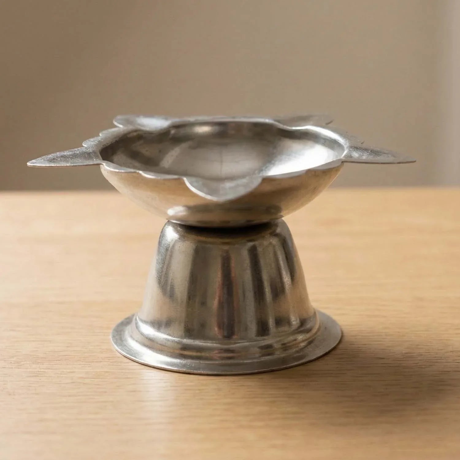 Stainless Steel Sunflower Design Diya Stand (Big Size) (1 Pc) - Zidbik