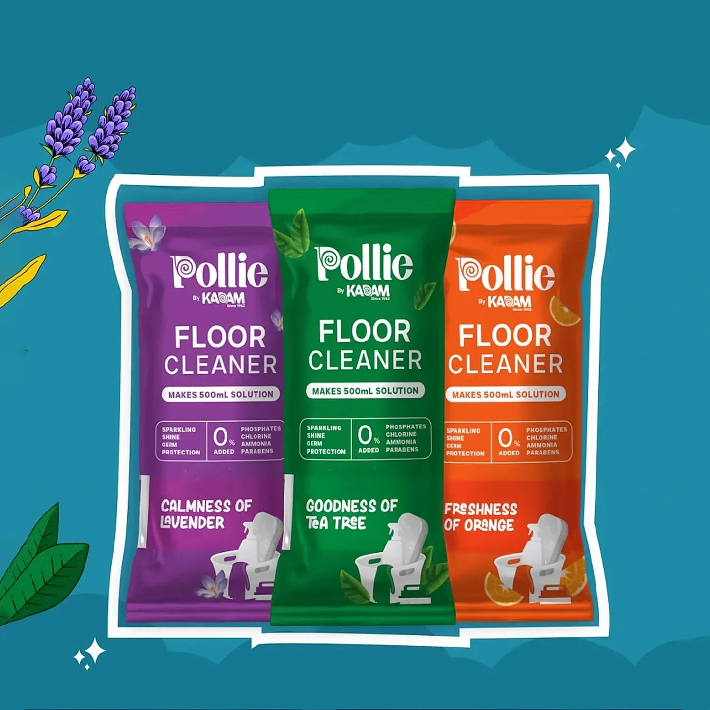 Pollic Kadam Concentrated Floor Cleaner Refill Kit With Reusable Measuring Bottle - Zidbik