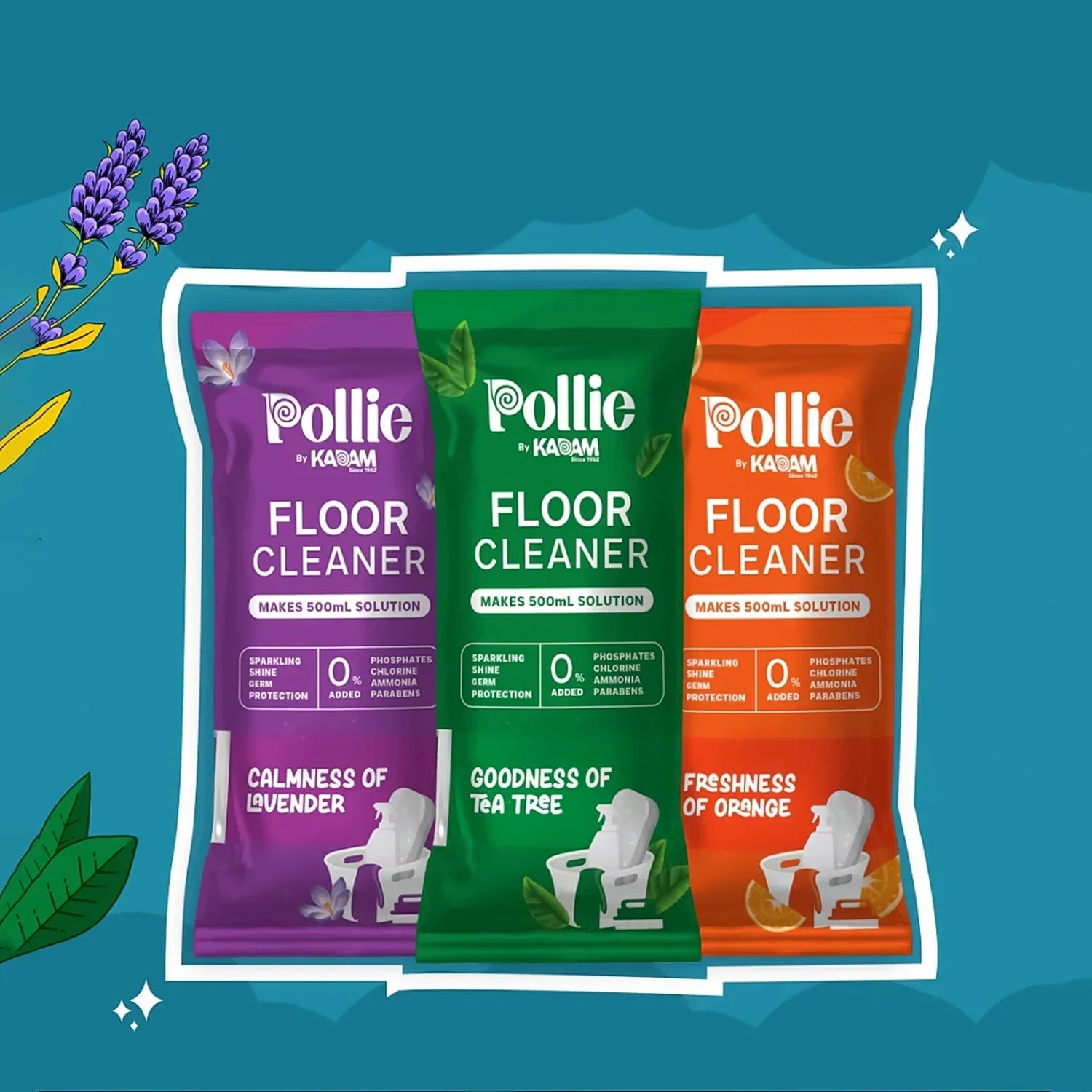 Pollic Kadam Concentrated Floor Cleaner Refill Kit With Reusable Measuring Bottle - Zidbik