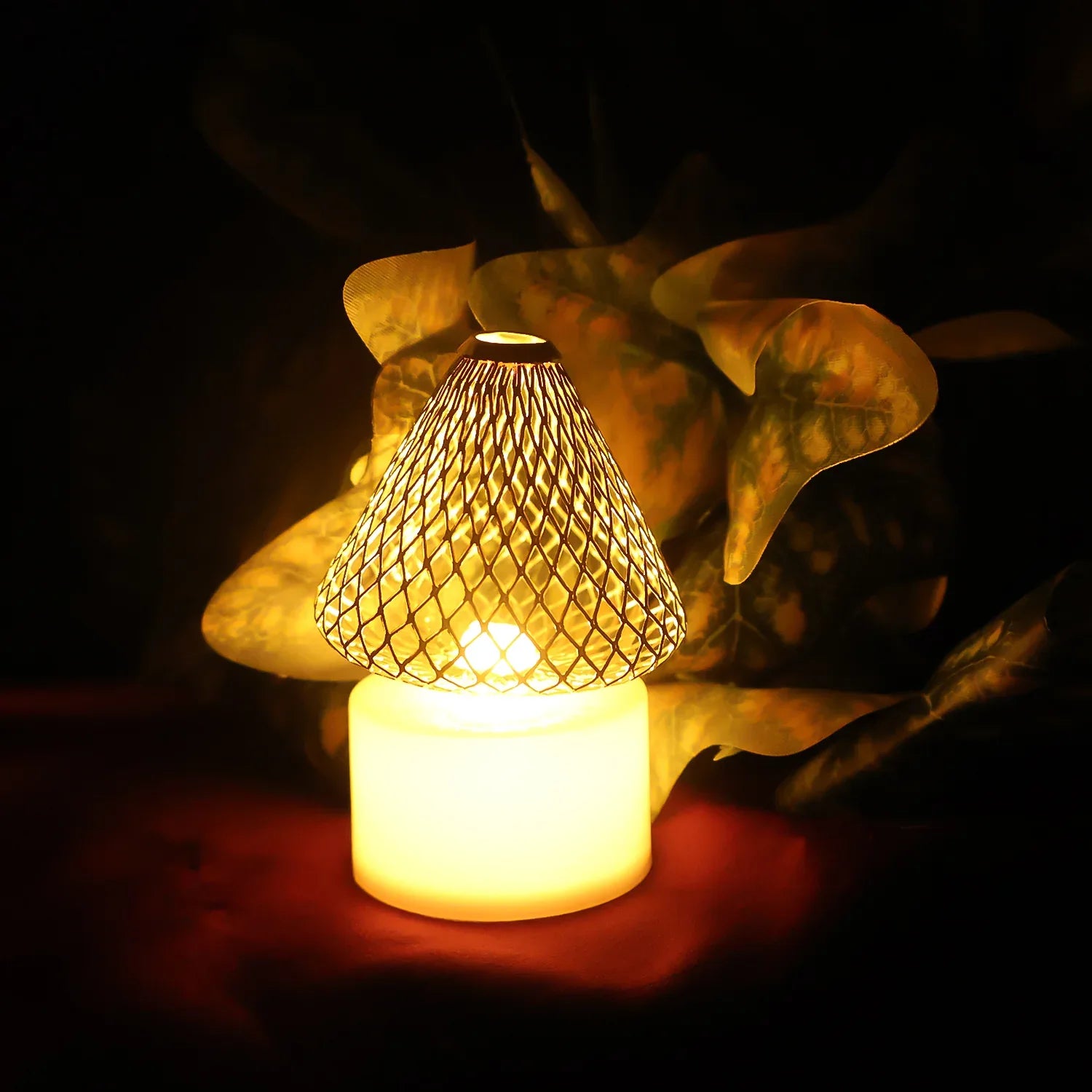 Set Of 12 Decorative Led Flameless Candle Lights With Golden Net Cover - Zidbik