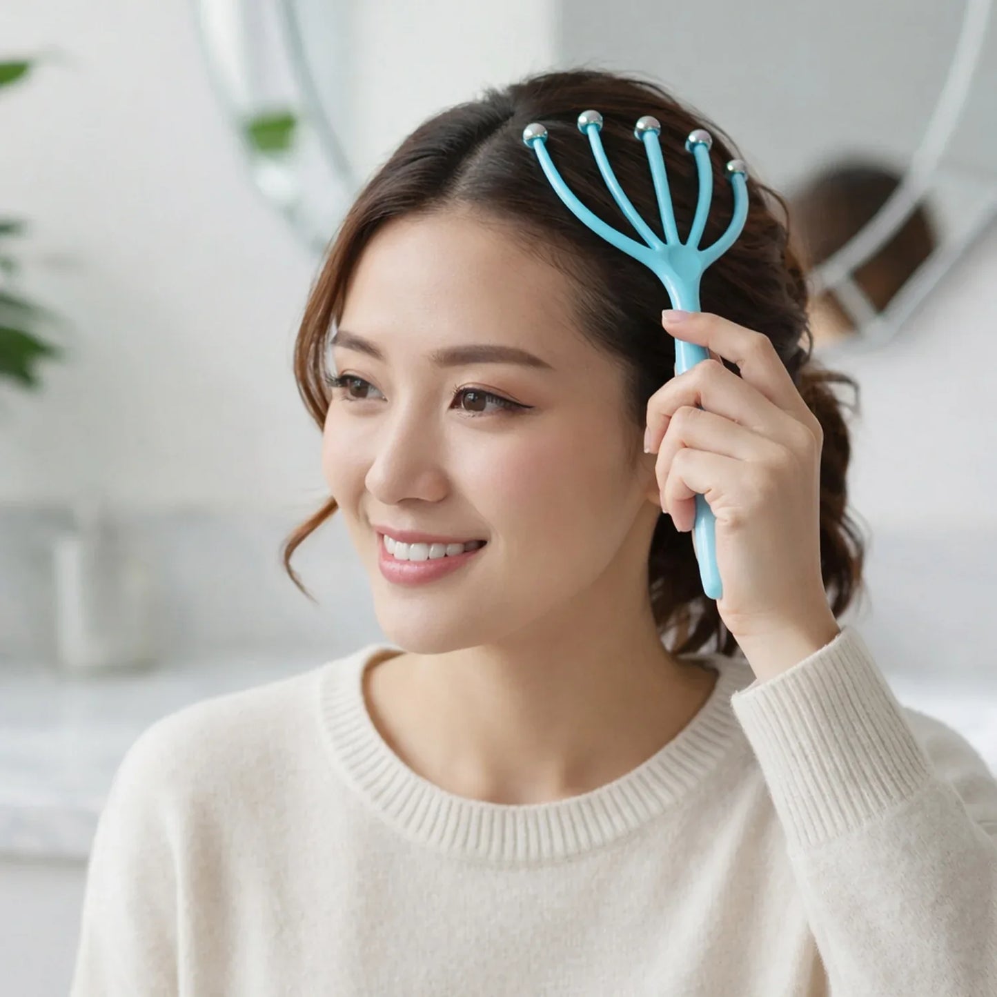Handheld Five-finger Head Massager With Rolling Ball Tips (1 Pc) - Zidbik