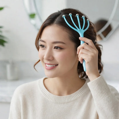 Handheld Five-finger Head Massager With Rolling Ball Tips (1 Pc) - Zidbik