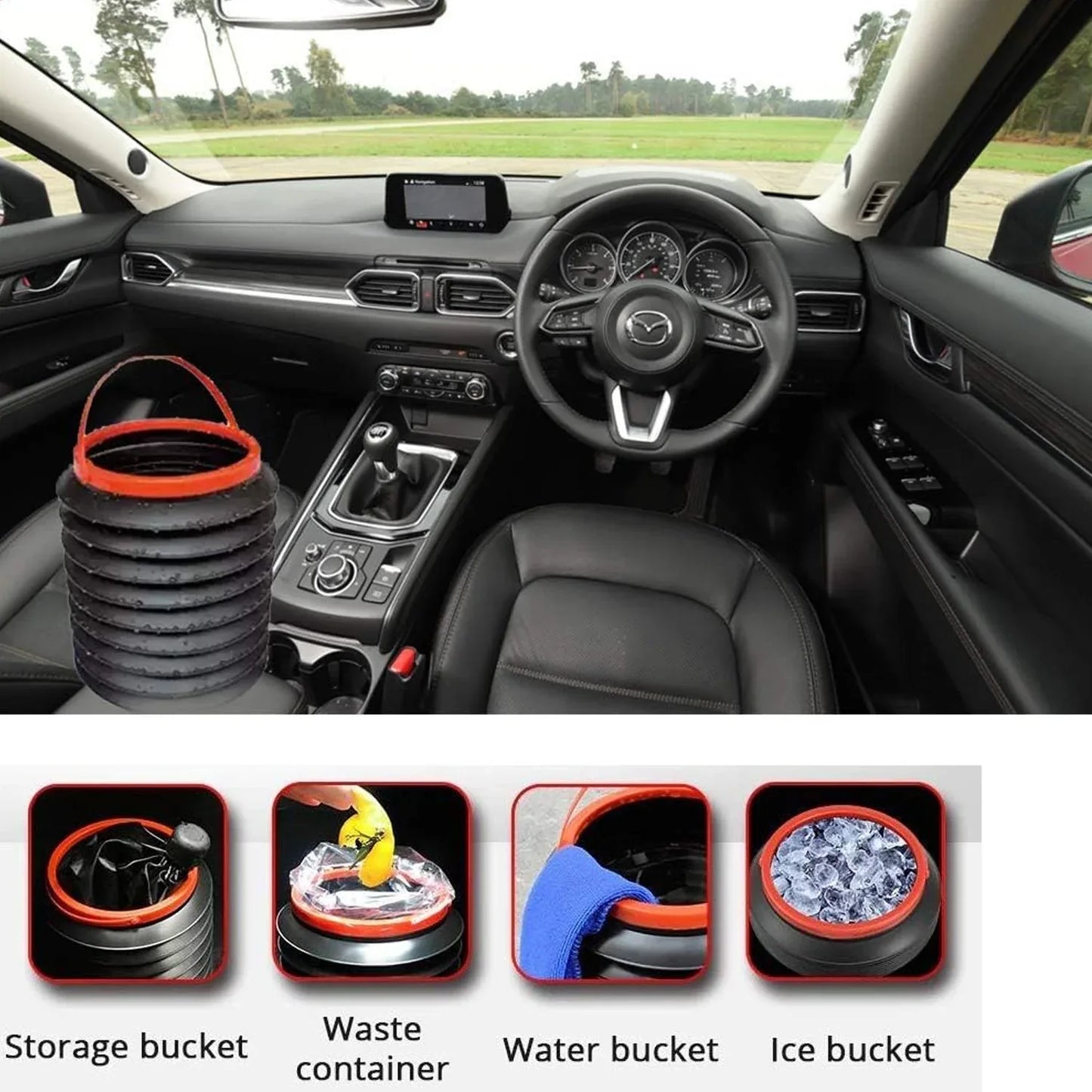 0237r Foldable Storage Bucket Water Container Dustbin Multiuse Bucket For Home Car Kitchen Use Bucket - Zidbik