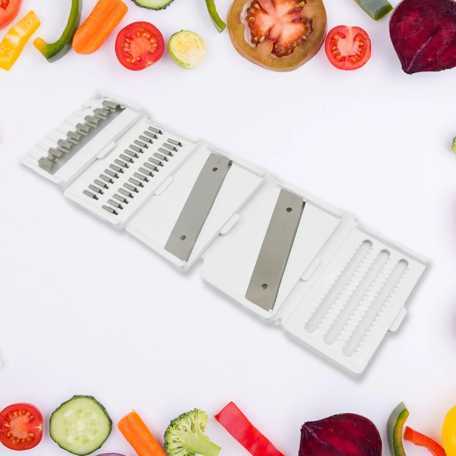 Vegetable Slicer Cutter - 6 Blades Kitchen Accessories Tools  Appliances With Container  Handle (1 Set) - Zidbik