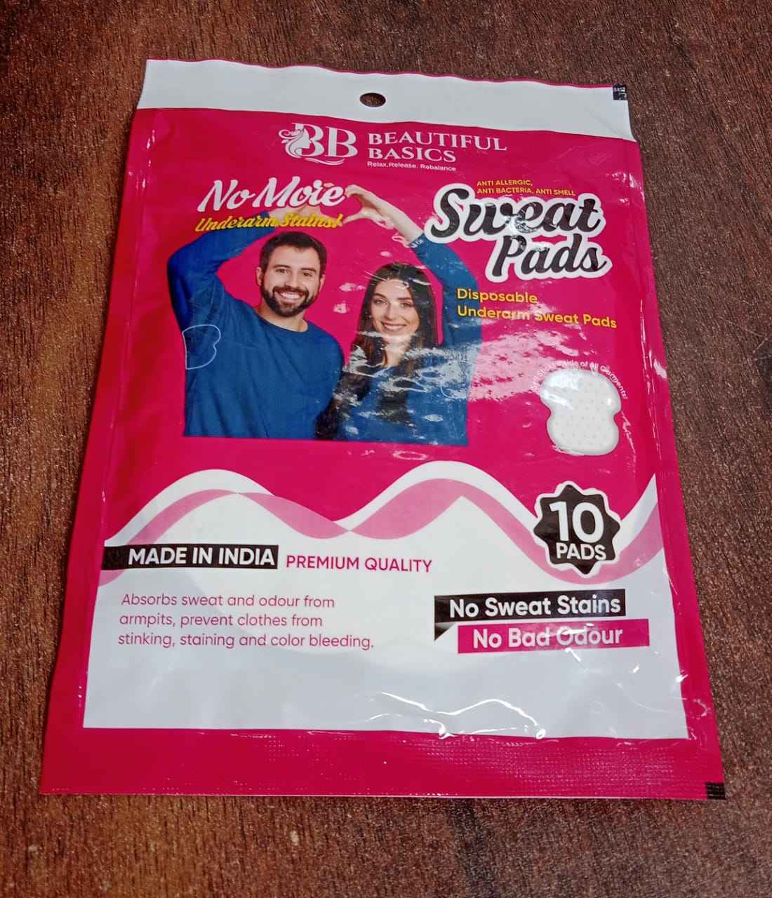 Underarm Sweat Pads - Disposable, Highly Absorbent Cotton Pads for Men and Women (Pack of 10) - Anti-allergic, Anti-bacteria, Anti-smell