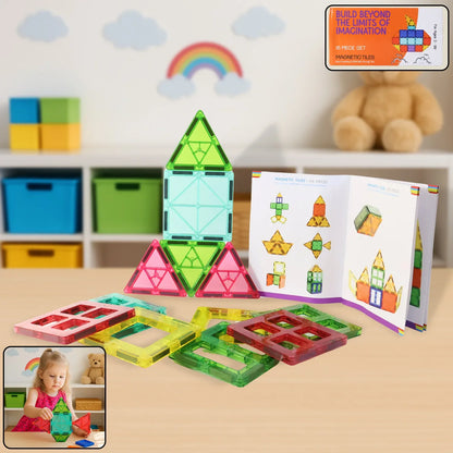 Magnetic Building Tiles Construction Toy Set (16 Pc Set) - Zidbik