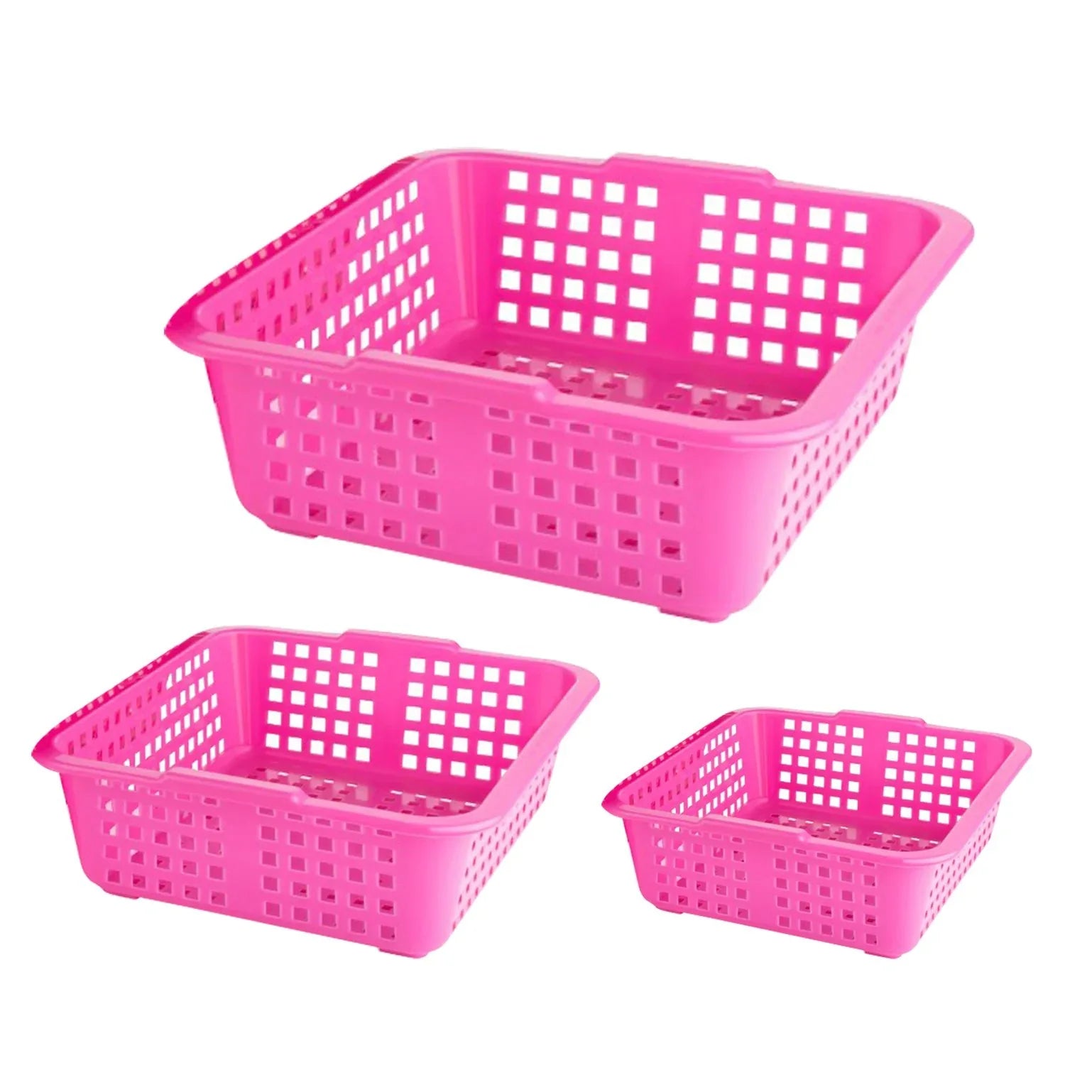 2484 Plastic Multiple Size Cane Fruit Baskets (3 Size Large Medium Small) - Zidbik